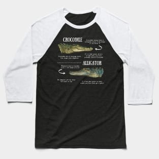 Animal Facts - Crocodile vs Alligator Baseball T-Shirt